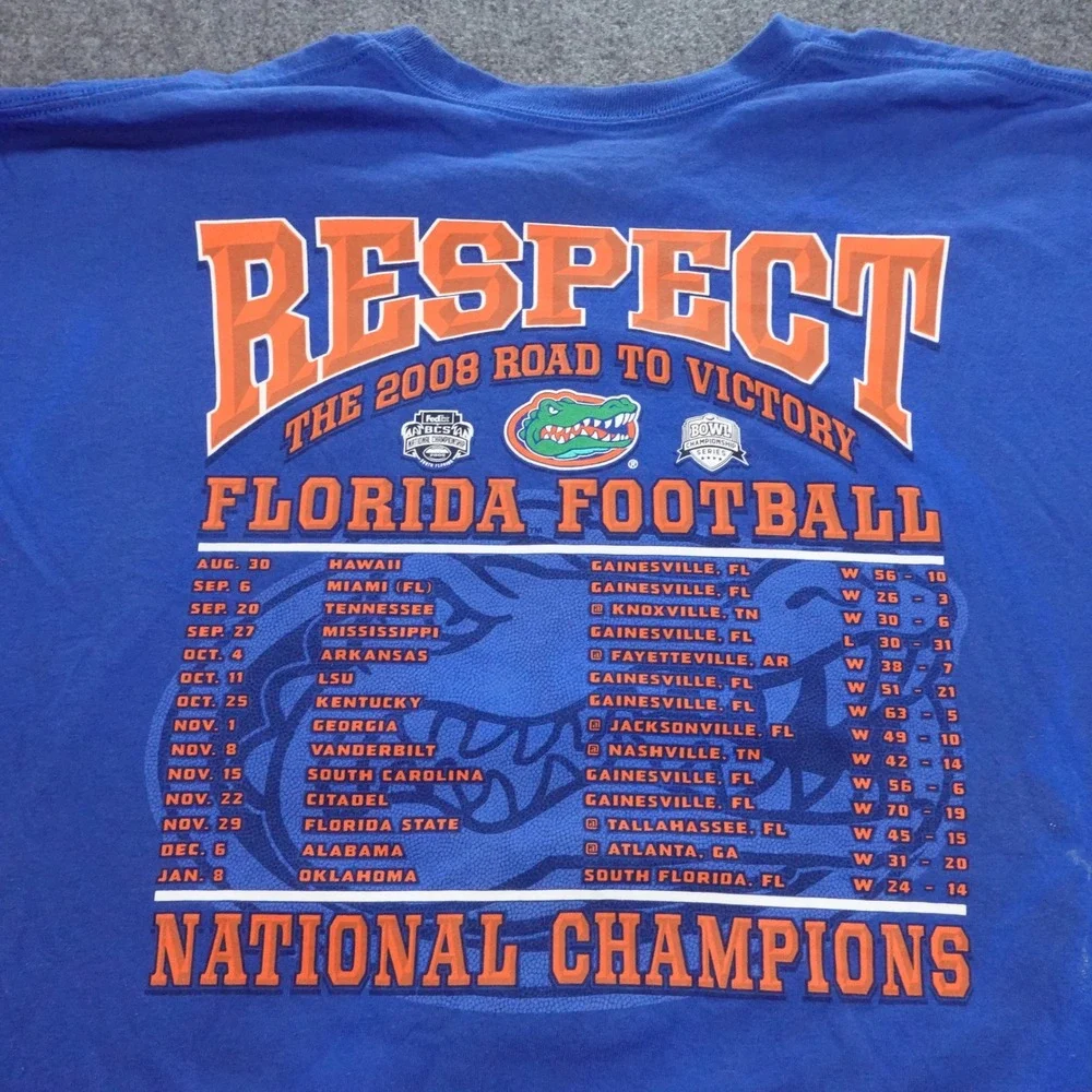Nike Florida Gators 2008 National Champions T-Shirt  XXL Blue Road To Victory‎